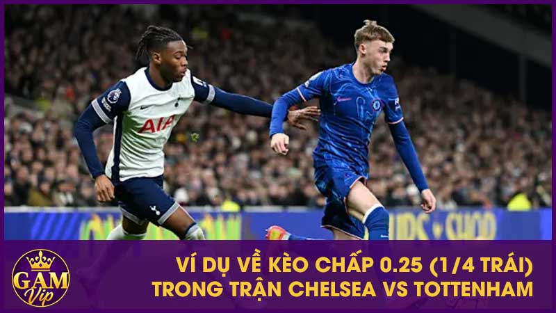 Ví dụ về Kèo chấp 0.25 (1/4 trái) trong trận Chelsea vs Tottenham
